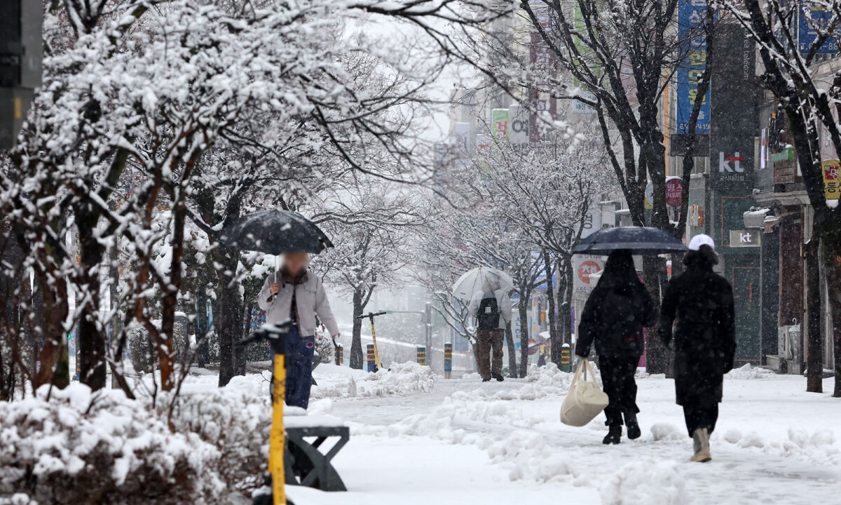 ‘강릉 11㎝’ 강원 곳곳 귀성길 폭설…대설주의보 오후 해제