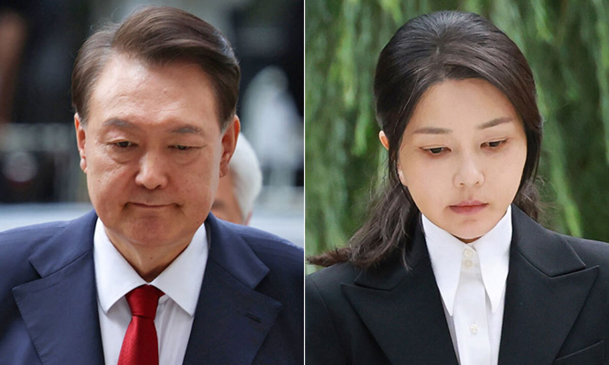 9개월 만에 법정 재회 尹부부… 金 “배우자 맞다” 답변 뒤 침묵